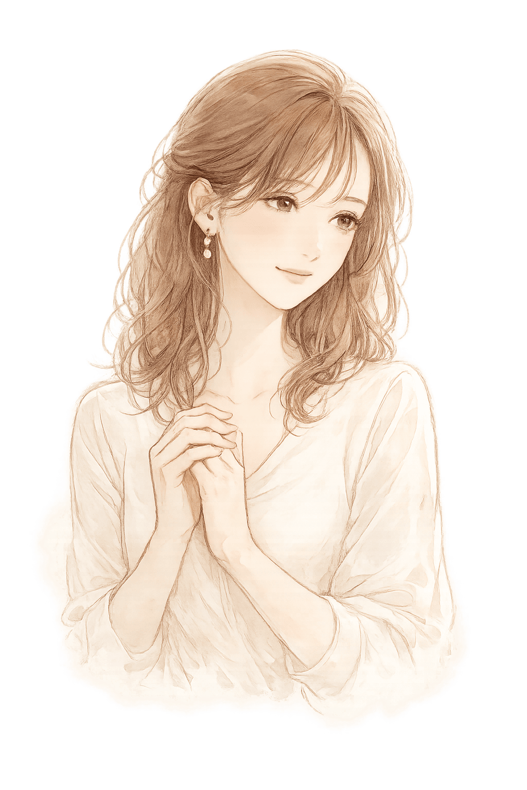 受け取りをためらう女性を描いた淡いイラスト